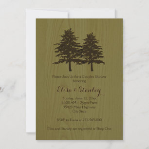 Invitation Bois et arbres bois vert bois mariage couples douc