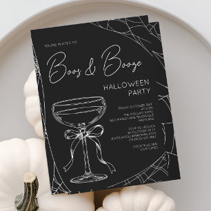 Invitation Bois et Booze Black Script Adult Halloween Party