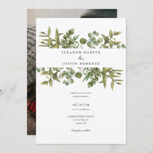 Invitation Bois Eucalyptus Vert Mariage Photo