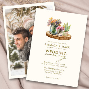 Invitation Bois fleur sauvage Mason Jars Boho Bohemian Mariag