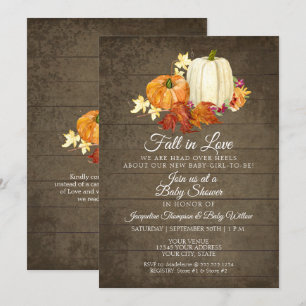 Invitation Bois floral rustique en Baby shower Citrouille