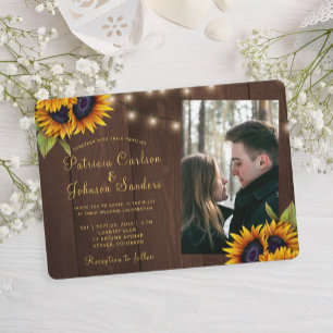 Invitation Bois floral rustique mariage photo personnalisé