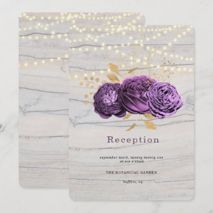 Invitation Bois Floral Violet De La Réception Éclairante À Co