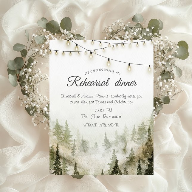 Invitation Bois,Forêt,Pins,Dîner de répétition de mariage (Créateur téléchargé)