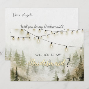 Invitation Bois,Forêt,Pins,Guirlandes Lumineuses