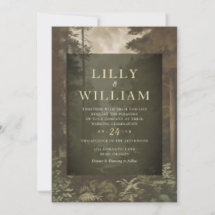 Invitation Bois Forêt sombre Moody River Mariage