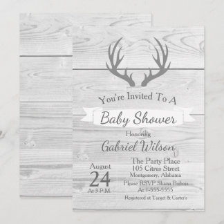 Invitation Bois gris de la grange blanche rustique