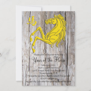 Invitation Bois Jaune Année du Nouvel An du Cheval