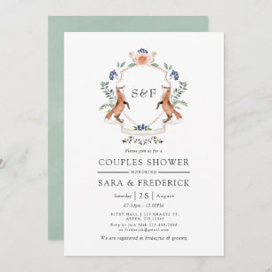 Invitation Bois Laurel Crest Monogramme Couples Douche