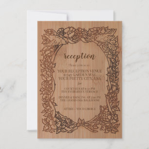 Invitation Bois Look Rustique Fleur sauvage Bird Réception fr