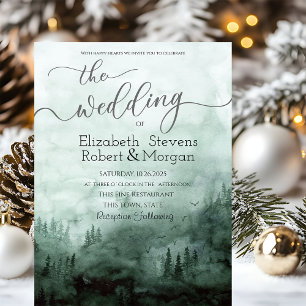 Invitation Bois, Mariage vert de forêt