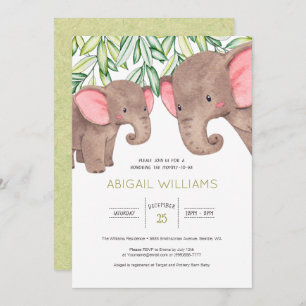 Invitation Bois mignonne bébé et mère Baby shower éléphant