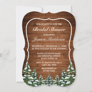 Invitation Bois neigeux et forêt Fête des mariées de pin