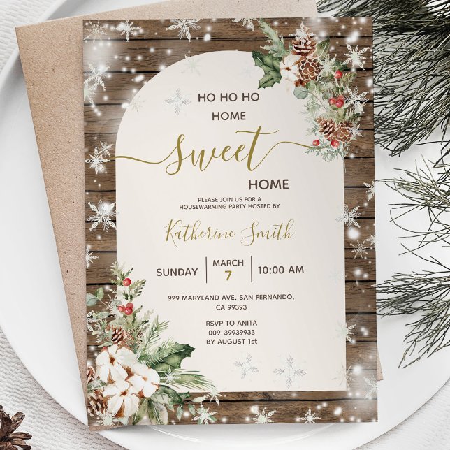 Invitation Bois Noël Fête de Chauffage Maison Maison Douce Ma (Créateur téléchargé)