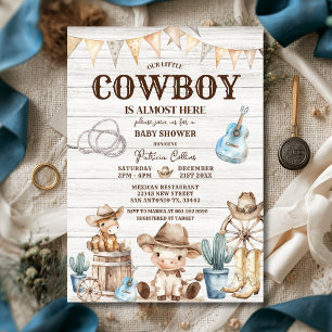 Invitation Bois Notre Petit Garçon Cowboy Far West Baby Showe