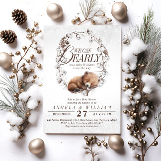 Invitation Bois Nous pouvons attendre le Baby shower d'hiver