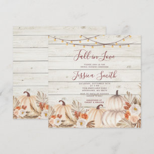 Invitation Bois Pampas Citrouille en herbe chute en amour Dou