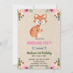 Invitation bois renard fleuri