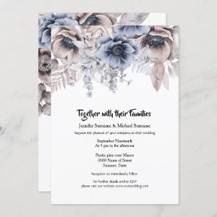 Invitation Bois rose bleu sombre rose anemone chic