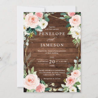 Invitation Bois roux Mariage géométrique Botanique