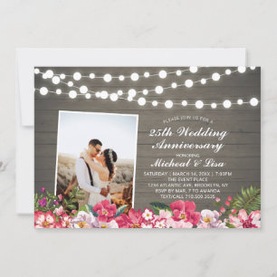 Invitation Bois Rustique 40e Photo Anniversaire de Mariage