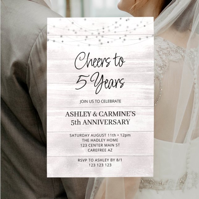 Invitation Bois Rustique 5e Anniversaire de Mariage (Créateur téléchargé)