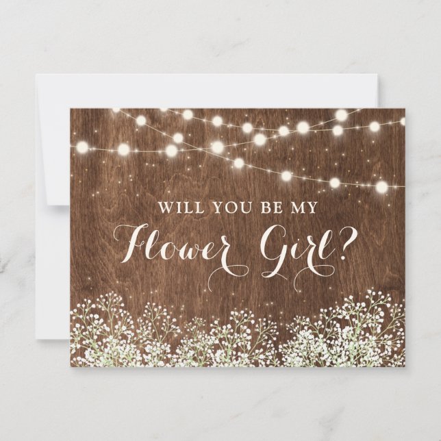 Invitation Bois Rustique Baby's Breath Fille des Fleurs de Ca (Devant)