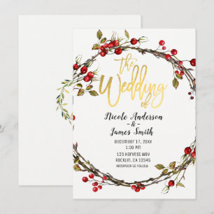 Invitation Bois rustique Berry Berry Wreath Mariage moderne