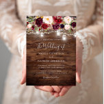 Invitation Bois rustique Bourgogne Floral Lumières Mariage<br><div class="desc">Plus Jolie invitation de mariage rustique dans le Little Bayleigh Store!</div>