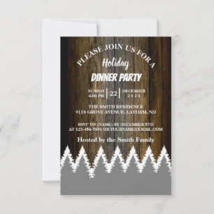 Invitation Bois rustique Chaîne Lumière Pins Arbre Fête