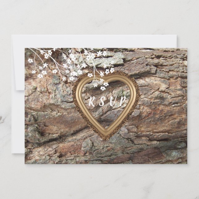 Invitation Bois, rustique du pays, RSVP personnalisé, réponse (Devant)