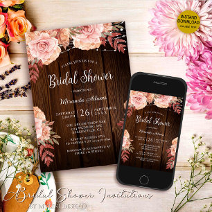 Invitation Bois rustique et cordes éclairent Floral Bridal Do