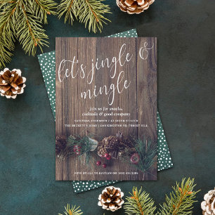 Invitation Bois rustique & Festive Pine Cone Fête