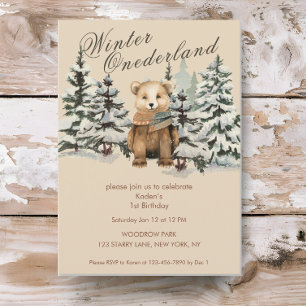 Invitation Bois rustique Hiver Onederland