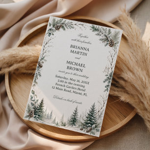 Invitation Bois rustique hivernal et verdoyant