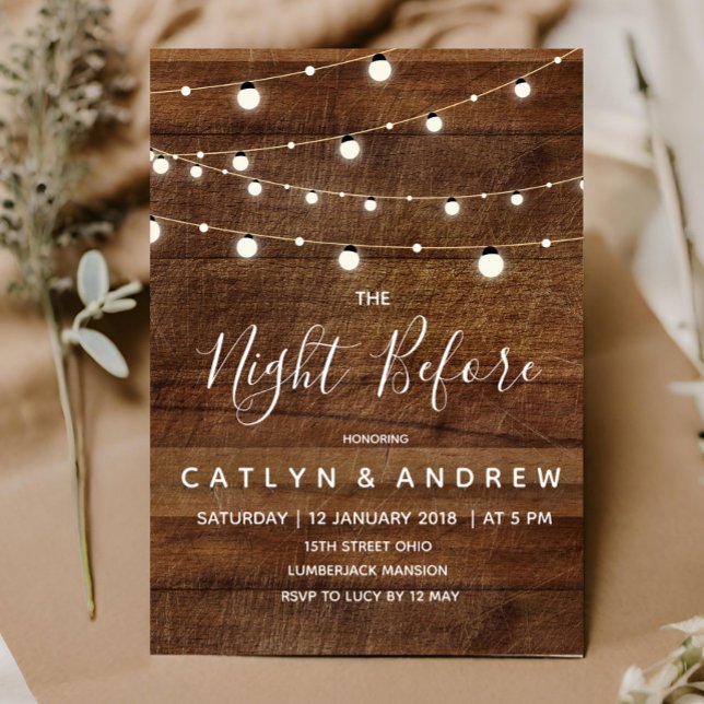 Invitation Bois rustique La Nuit Avant L'Invitation (Créateur téléchargé)