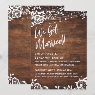 Invitation Bois Rustique, Lumières & Dentelle Nous nous somme