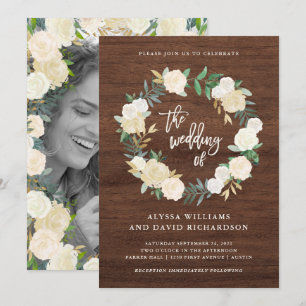 Invitation Bois rustique   Mariage de couronnes avec retour p