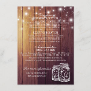 Invitation Bois rustique Mason Jar String Lumières Mariage Dé