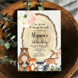 Invitation Bois rustique mignon animaux fille anniversaire<br><div class="desc">Pour une personnalisation plus avancée de ce design,  il suffit de cliquer sur le bouton "Customiser" ci-dessus !</div>