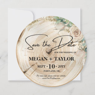 Invitation Bois rustique simple Enregistrer la date Mariage p
