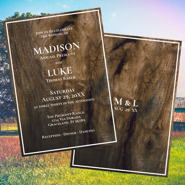 Invitation Bois rustique Simple minimaliste Mariage (Créateur téléchargé)