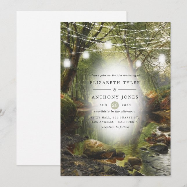 Invitation Bois sauvage rustique Mariage de verdure (Devant / Derrière)