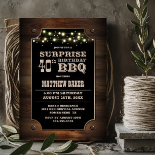 Invitation Bois Surprise 40e anniversaire BBQ