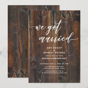 Invitation Bois Texturé Écriture à la Main Nous Sommes Mariés