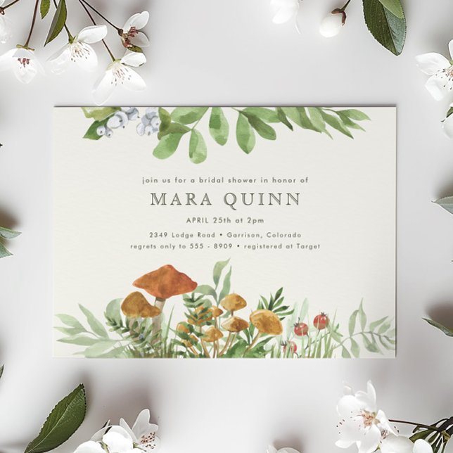 Invitation Bois Toadstool Fête des mariées verte (Créateur téléchargé)