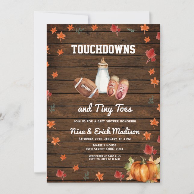 Invitation Bois Touchdown Jouets Minuscules Football Couples  (Devant)
