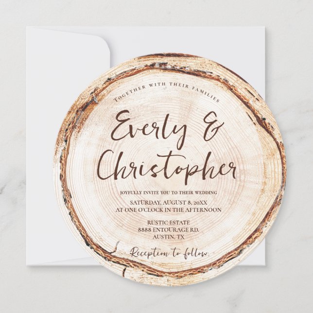 Invitation Bois unique avec site Rustic Mariage Modèle (Devant)