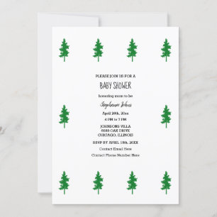 Invitation Bois verts arbres Boho Baby shower garçons filles