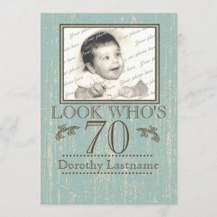 Invitation Bois vieilli 70e anniversaire Photo